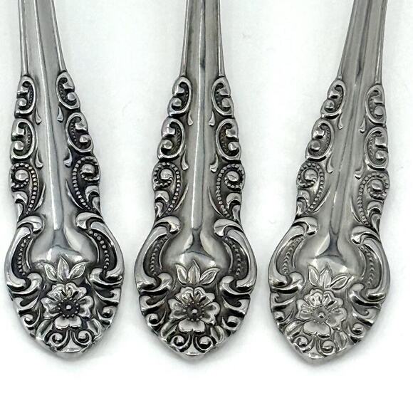 Lot of 3 - Voisin Floral CONTINENTAL Stainless Steel Serving Spoons 8 3/8”L MCM - Picture 3 of 6